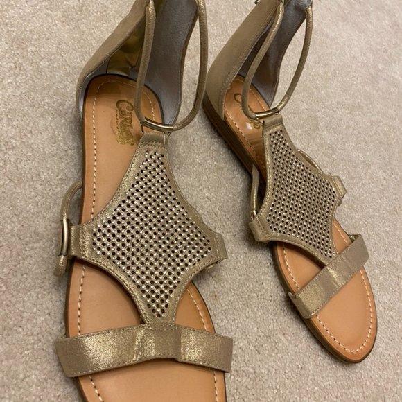 Galdiator Gold Shimmer Sandals - Carlos Santana size 9.5 - Picture 1 of 3